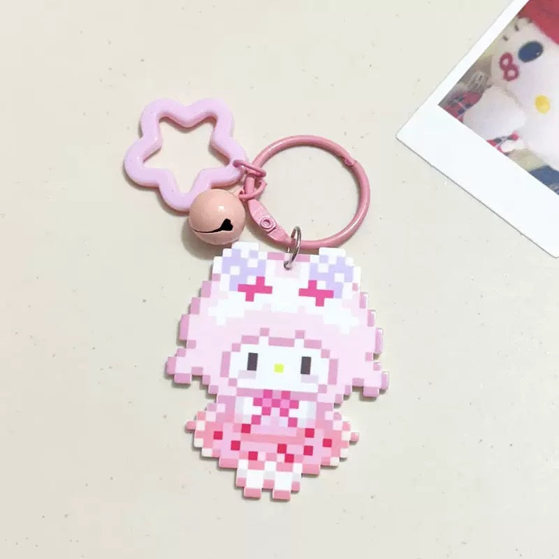 Pixel Cartoon Key Button Schoolbag Cute Acrylic Hang Decorations Hanging Ornaments