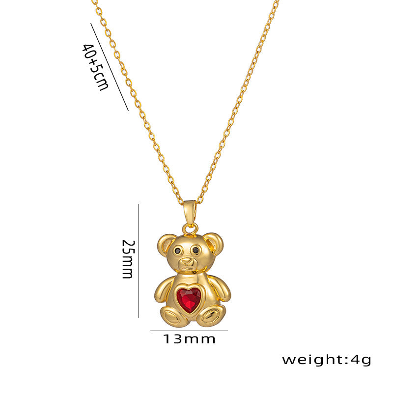 Cute Bear Female Clavicle Chain Design Sense Pendants