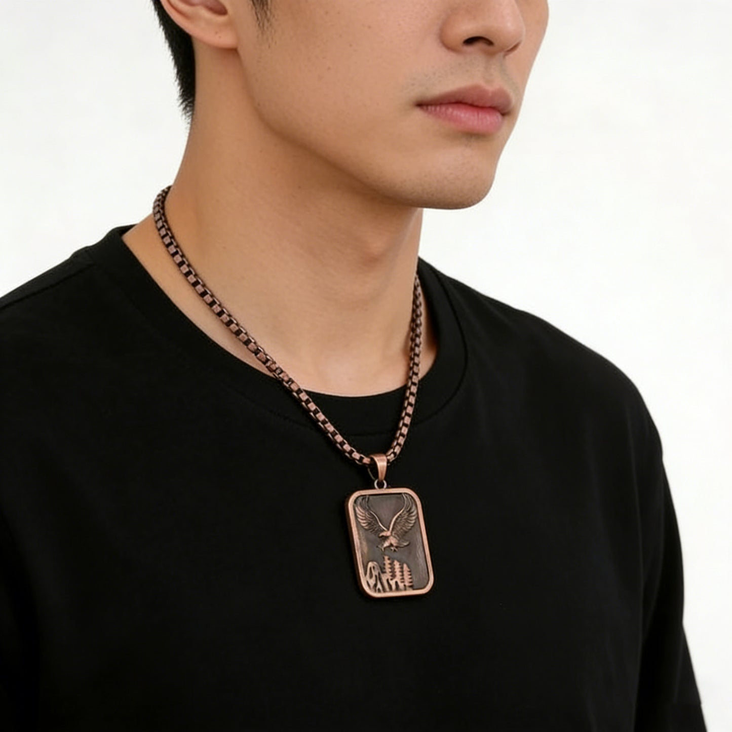 Men's Double Row Magnet Back Of Turtle Eagle Curved Fashion Punk Jewelry Set