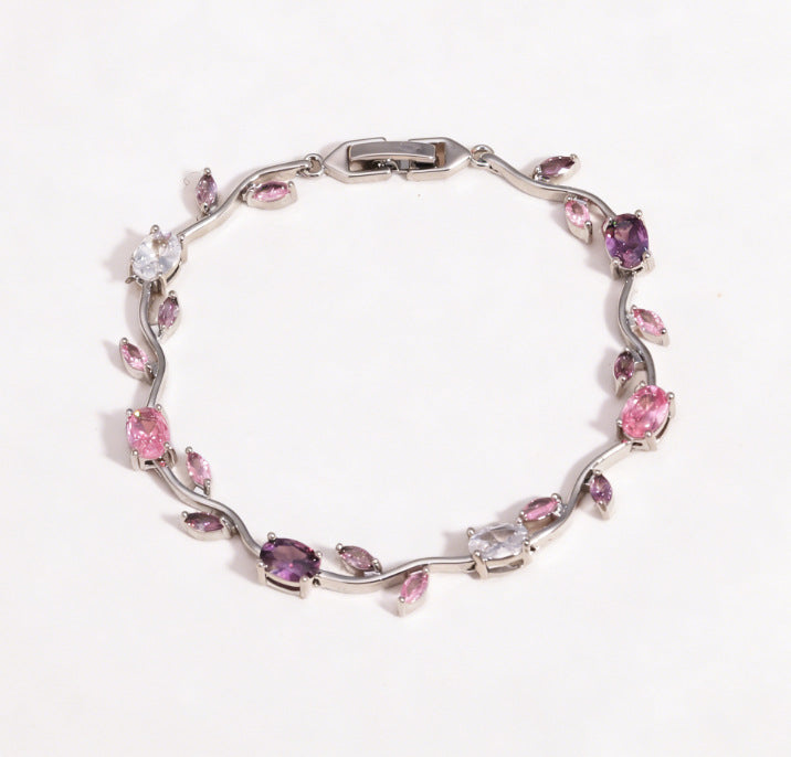 Tulip Colorful Crystals Gem Flower Light Bracelet
