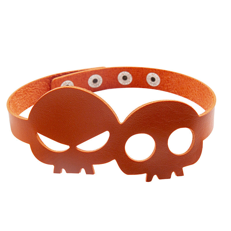 Exaggerated Personalized Halloween Skull Leather Clavicle Chain Necklaces