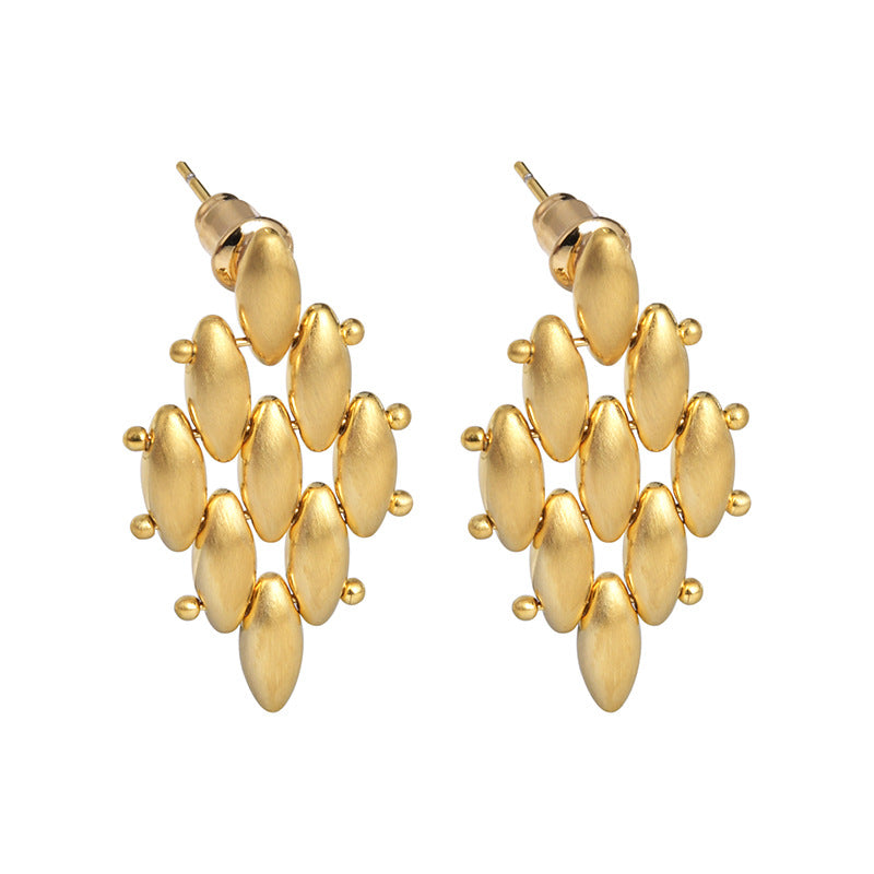 Metal Cold Style Brushed Fashion Personality High Sense Stud Earrings
