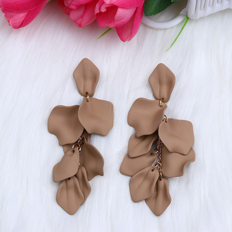 Women's Fashion Personality Tassel Petals Candy Color Design Earrings