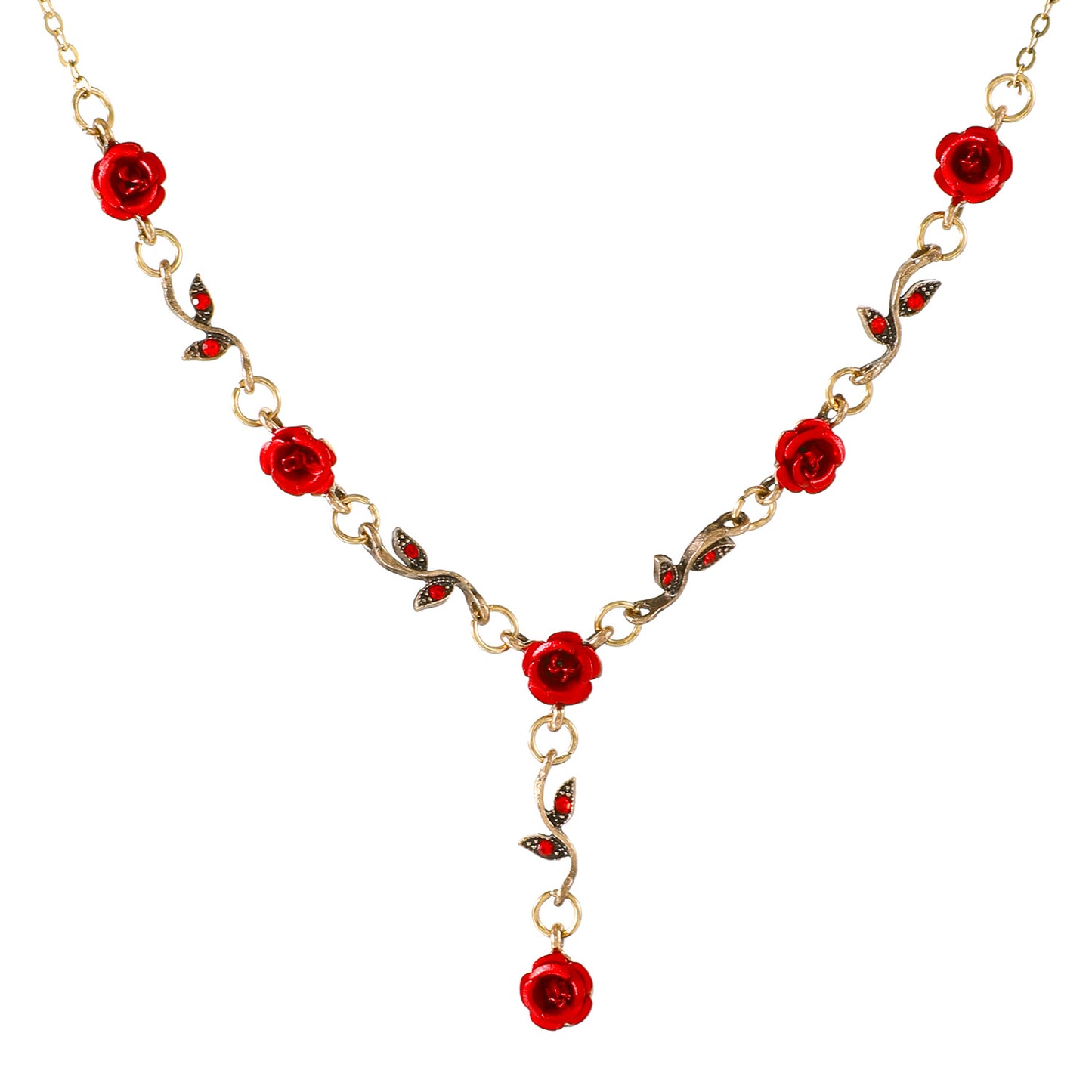 French Rose Flower Female Graceful Personality Red Jewelry Set