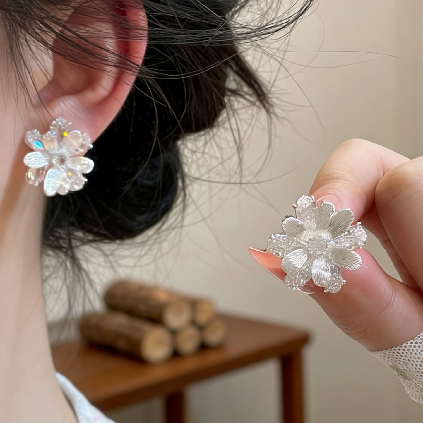 Diamond Sier Flower Light Luxury High-grade Versatile Super Beautiful Rings