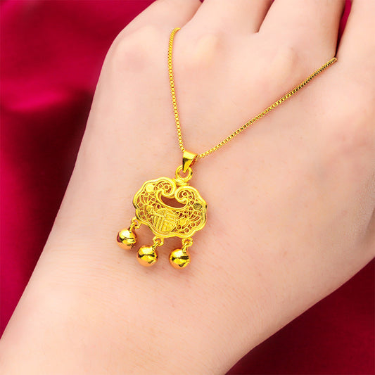 Women's & Children's Vietnam Placer Gold Safety Lock Fashion Necklaces