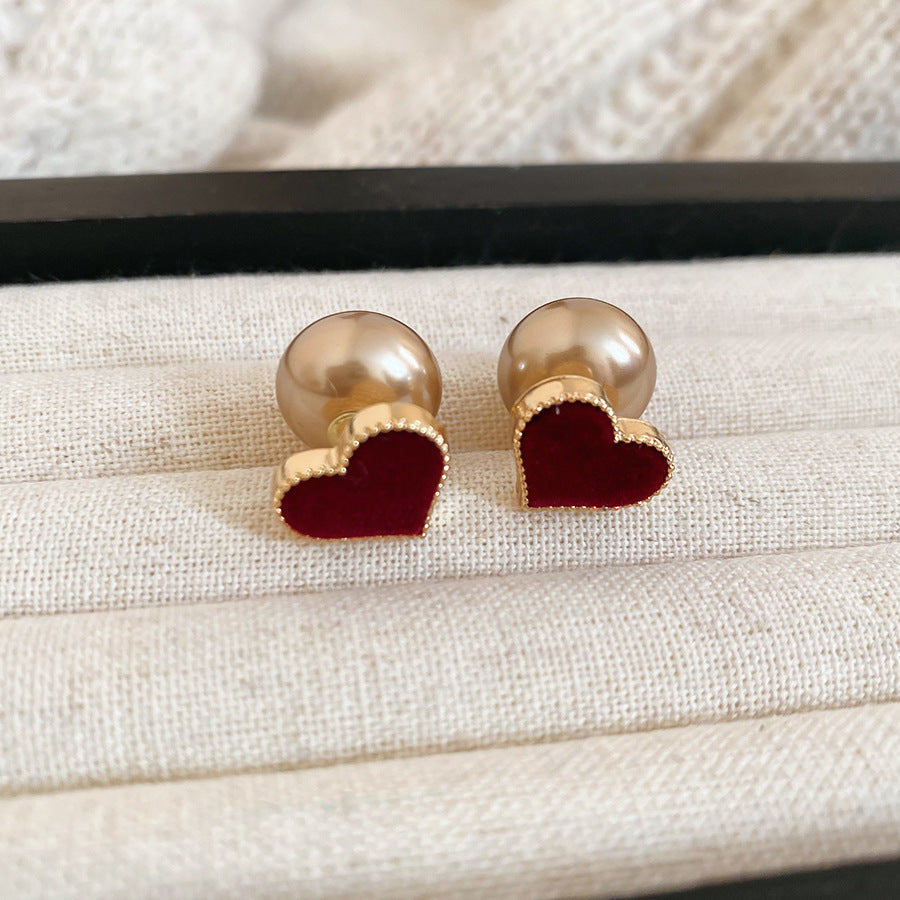 French Flash Zircon Flower Pearl Light Luxury Earrings