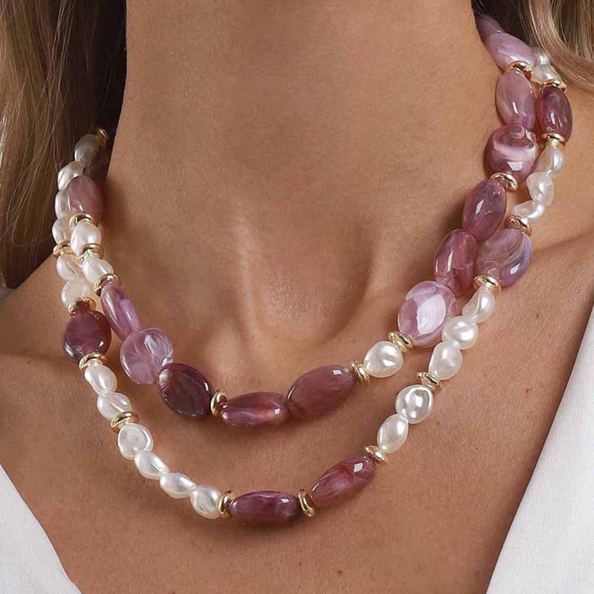 Niche Color Resin Handmade Beaded Temperament Entry Necklace