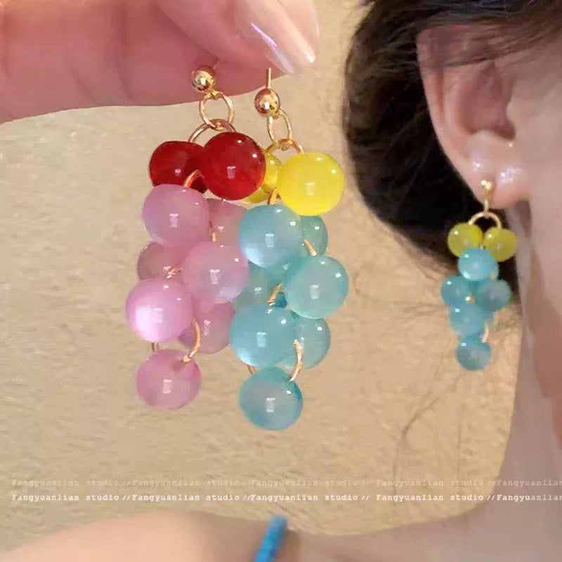 Colored Series Grape Unique Beautiful Feeling Earrings