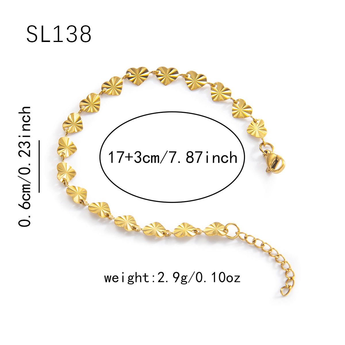 Women's Embossed Love Titanium Steel Gold-plated High-grade Bracelets