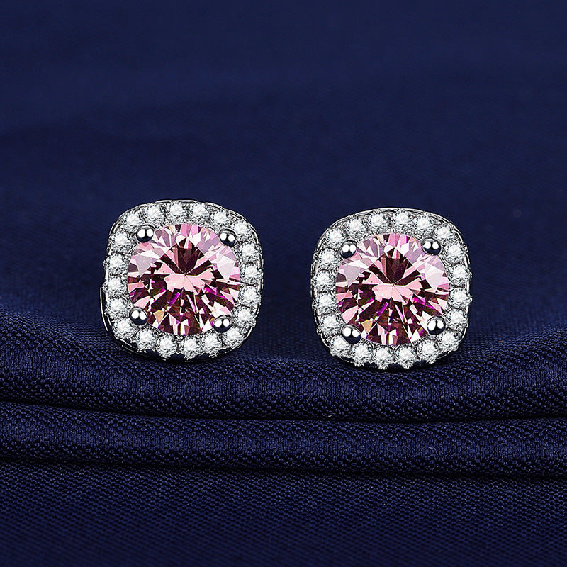 Moissanite Ear Female With Hearts Sterling Earrings