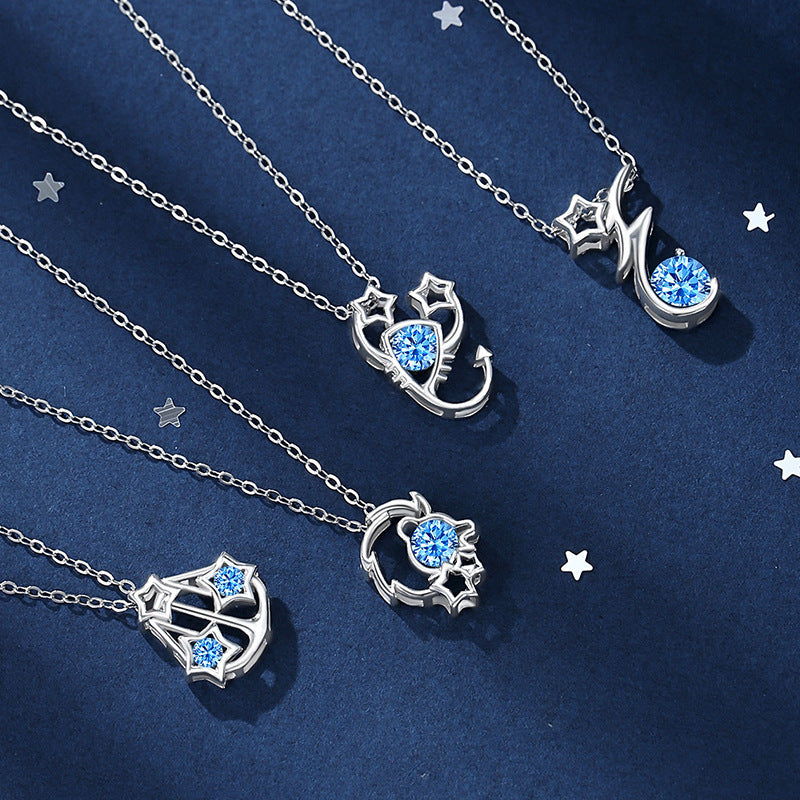 Women's Constellation Sterling Sier For Design Light Luxury Navy Blue Necklace