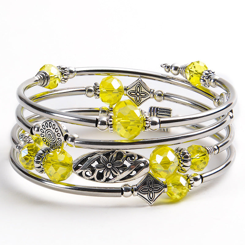 Natural Stone Cut Crystal Winding Female Bracelet