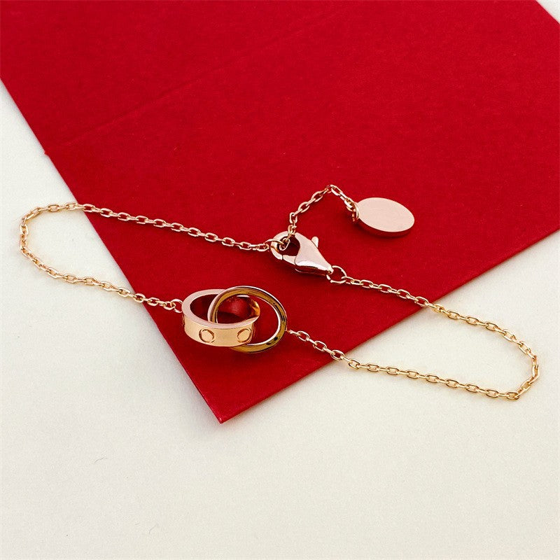 Full Diamond Buckle Gold Couple Top Necklaces