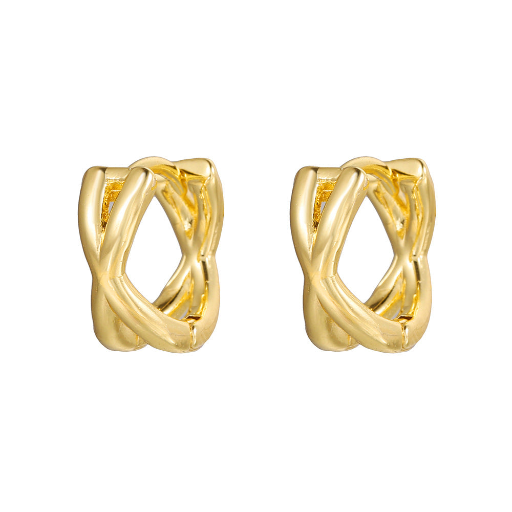 Copper Arc Geometric Design Real Gold Rings