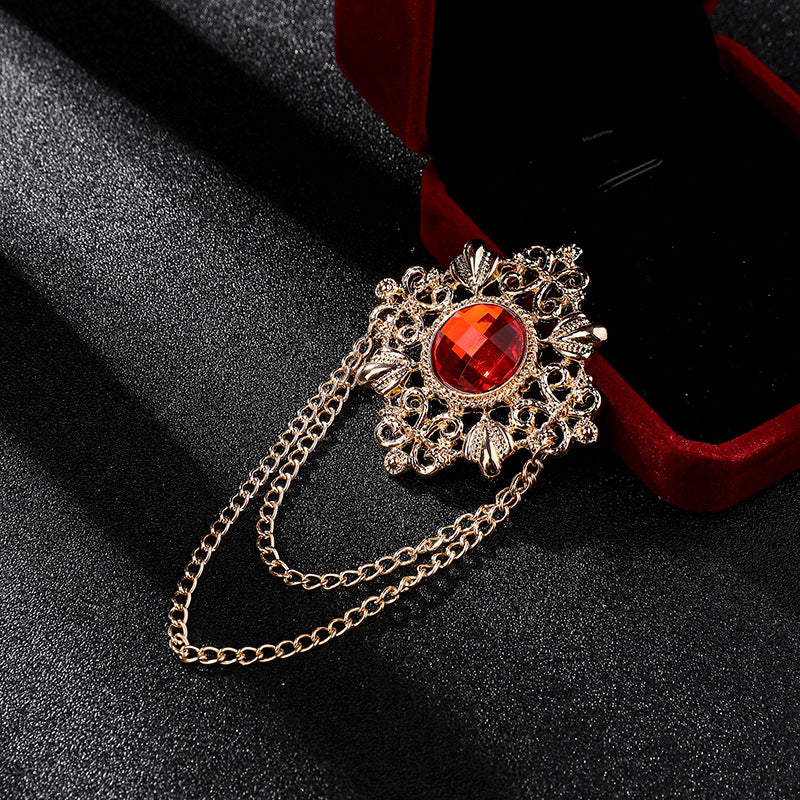 Men's Style Gem Brooch Pin Fashion Tassel Brooches