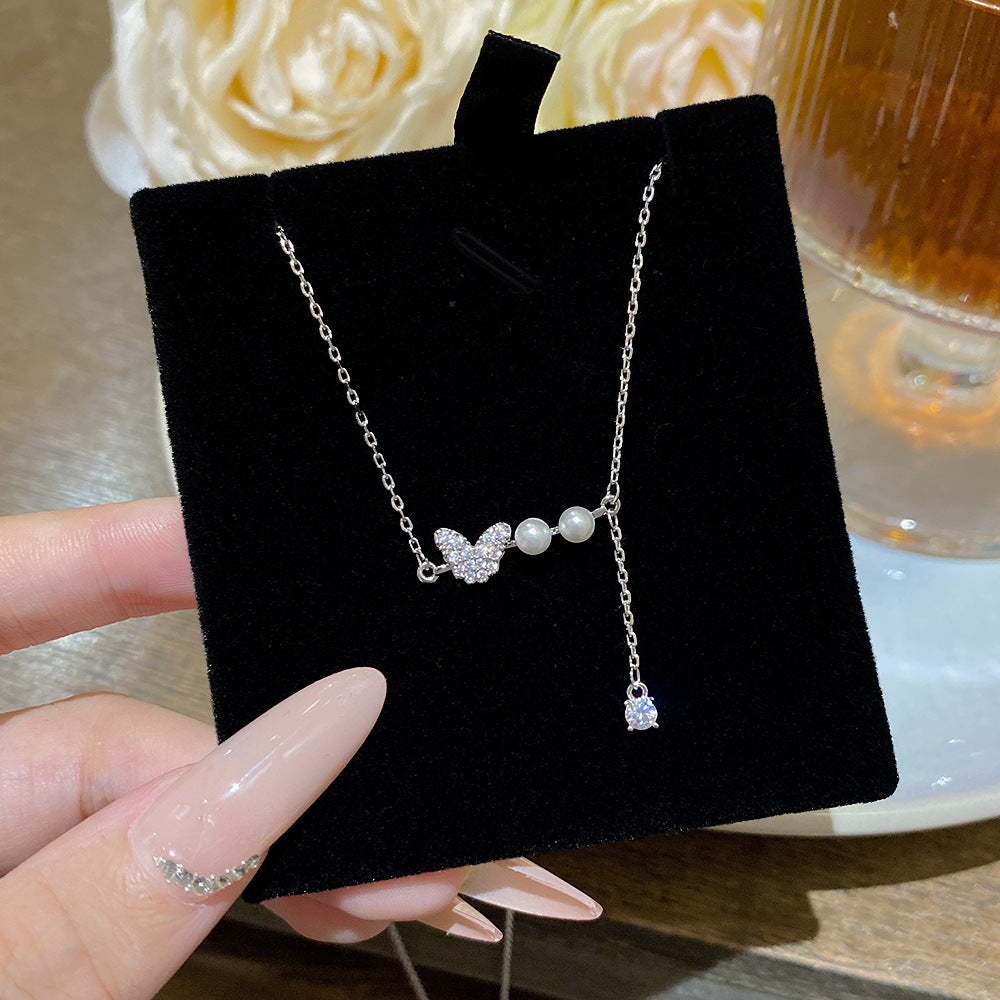 Women's Wild Butterfly Pearl Light Luxury Sweet Necklace