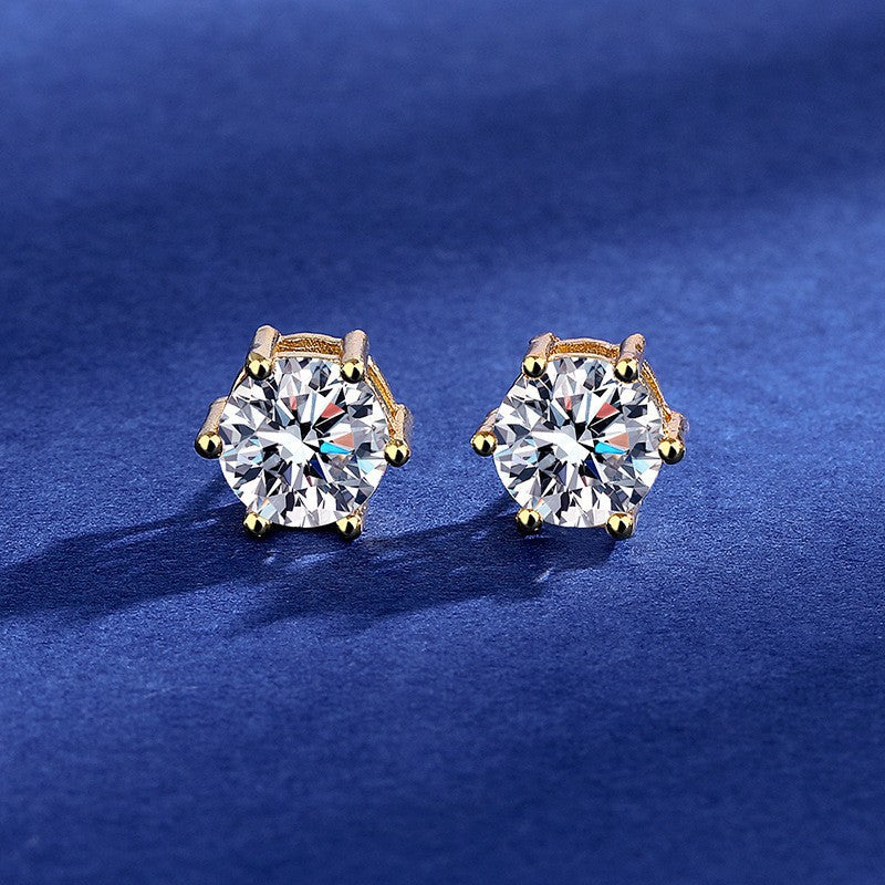 Moissanite Ear Female With Hearts Sterling Earrings