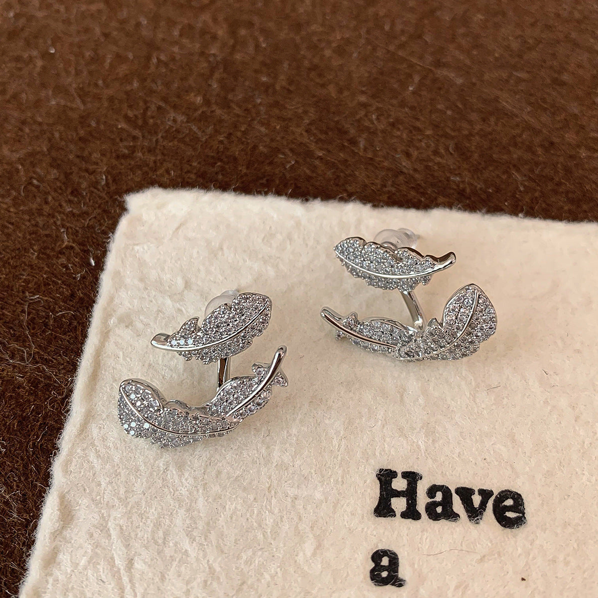 Women's Luxury Full Diamond Suspension Feather High-grade Entry Rings