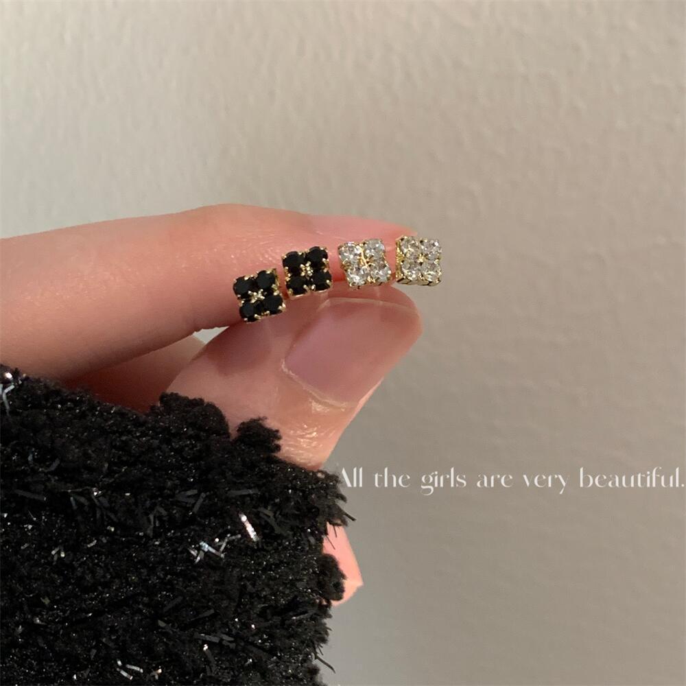 Square Diamond Zircon Ear Bone Female Design Classic Style Stud Earrings