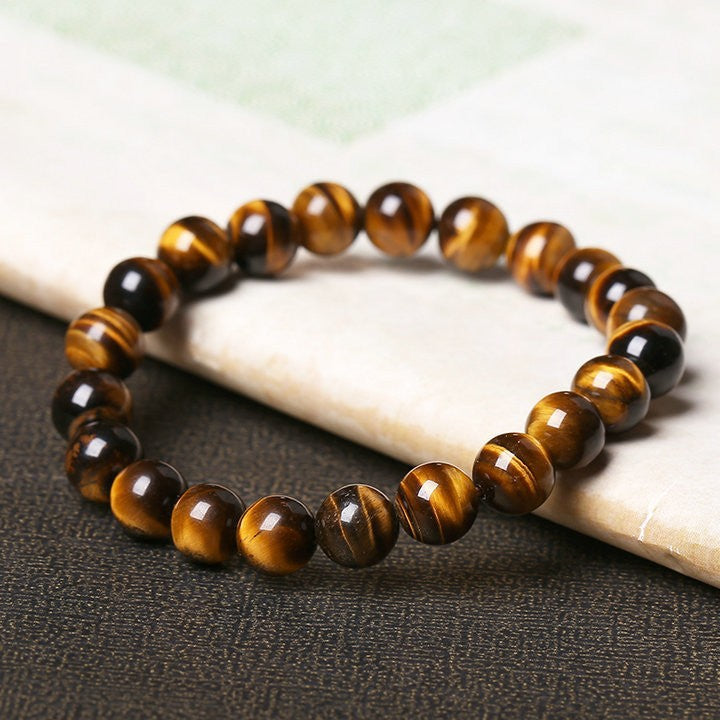 Women's Natural Pink Crystal Agate Tiger Eye Bracelet