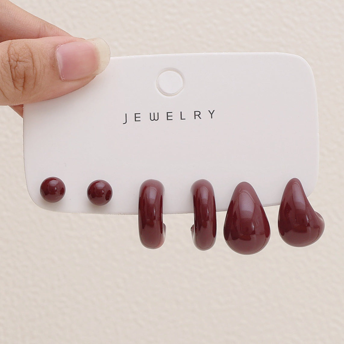 Women's Red Acrylic Water Drop Geometry Type Boutique Trendy Sets Of Earrings
