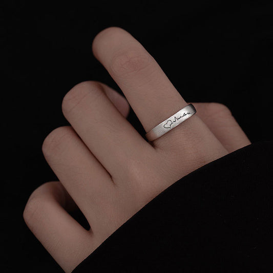 Men's Adjustable Heartbeat Couple Letters Style Valentine's Rings