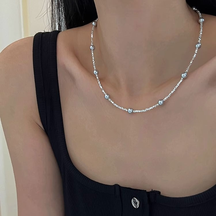 Of Sier Pearl Simple Temperament Twin Niche High-grade Fashionable Clavicle Necklace