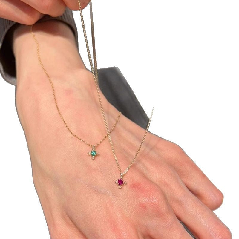 Women's Simplicity Jacinth Cross Fashion Clavicle Chain Necklace