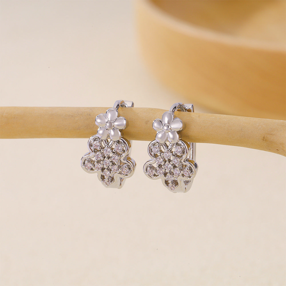 Women's Selection Fashionable Multi Zircon Inlaid Zirconium Earrings