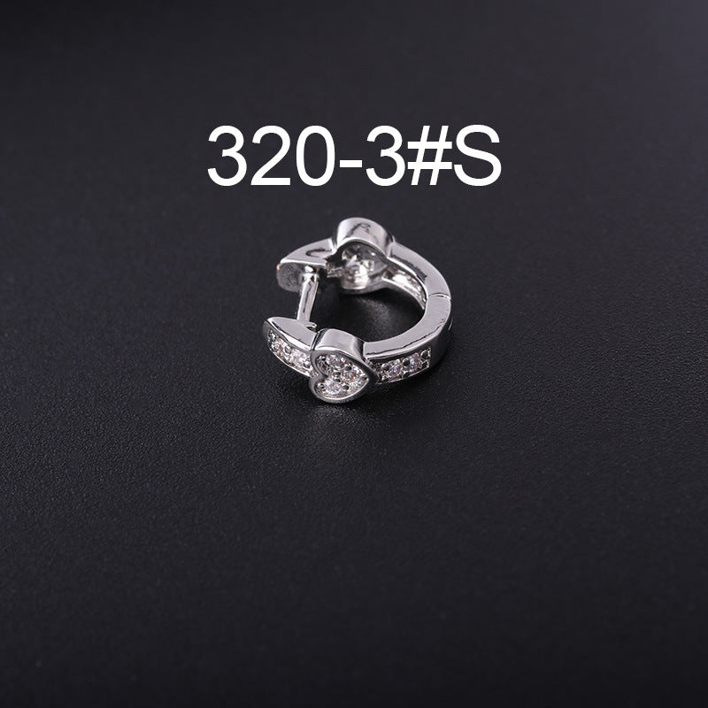 Korean Style Fashion Mini Zircon Small Piercing Star Moon Asymmetric Stud Earrings