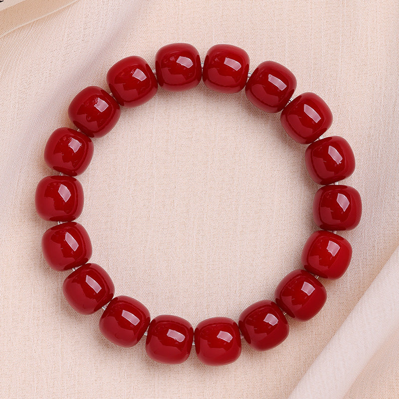 Men's Bodhi Pliable Temperament Skin Root Gradient Old Barrel Buddha Beads Bracelet