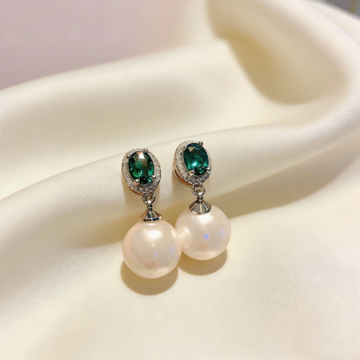 Women's Needle Aquamarine Pearl Special Interest Light Luxury Stud Earrings