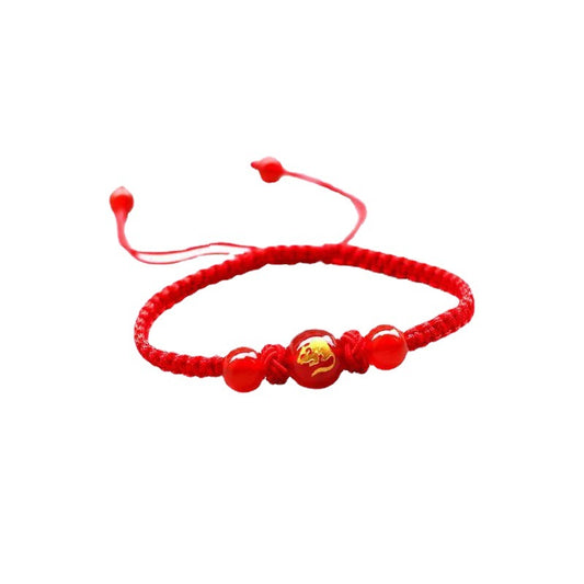 Women's & Men's Red Agate Zodiac Hand-woven Rope Safe Simple Bracelets