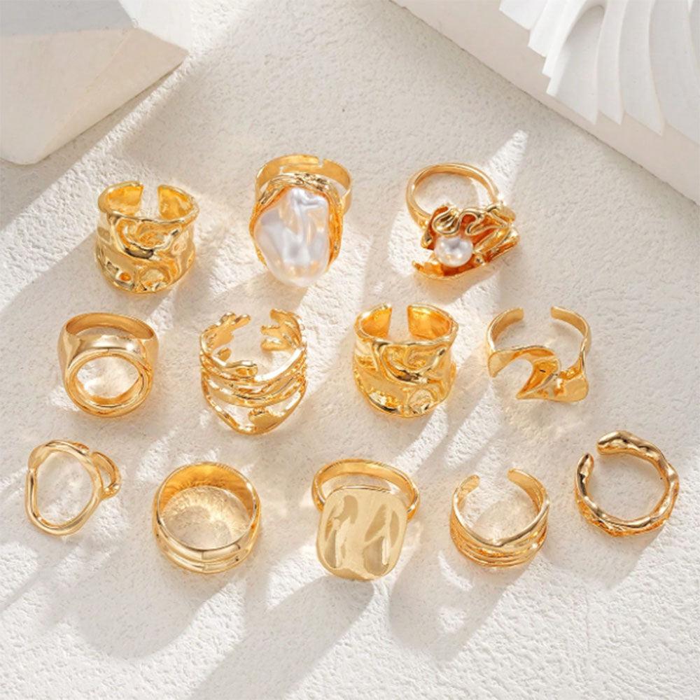 Trendy Design Glossy Exaggerated Geometry Curved Ring