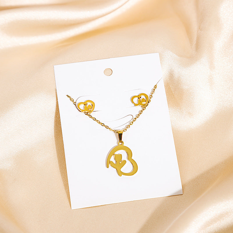 Stainless Steel Design Fashion Suit Metal Style Geometric Heart Necklaces
