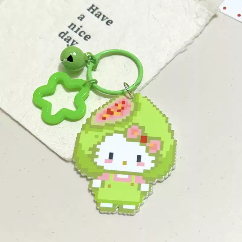 Pixel Cartoon Key Button Schoolbag Cute Acrylic Hang Decorations Hanging Ornaments