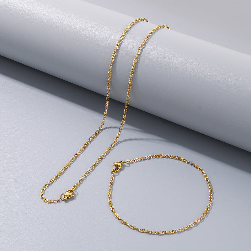 Women's & Men's Square Line Hemp Flowers Chain Simple Choker Titanium Steel Woven Necklace