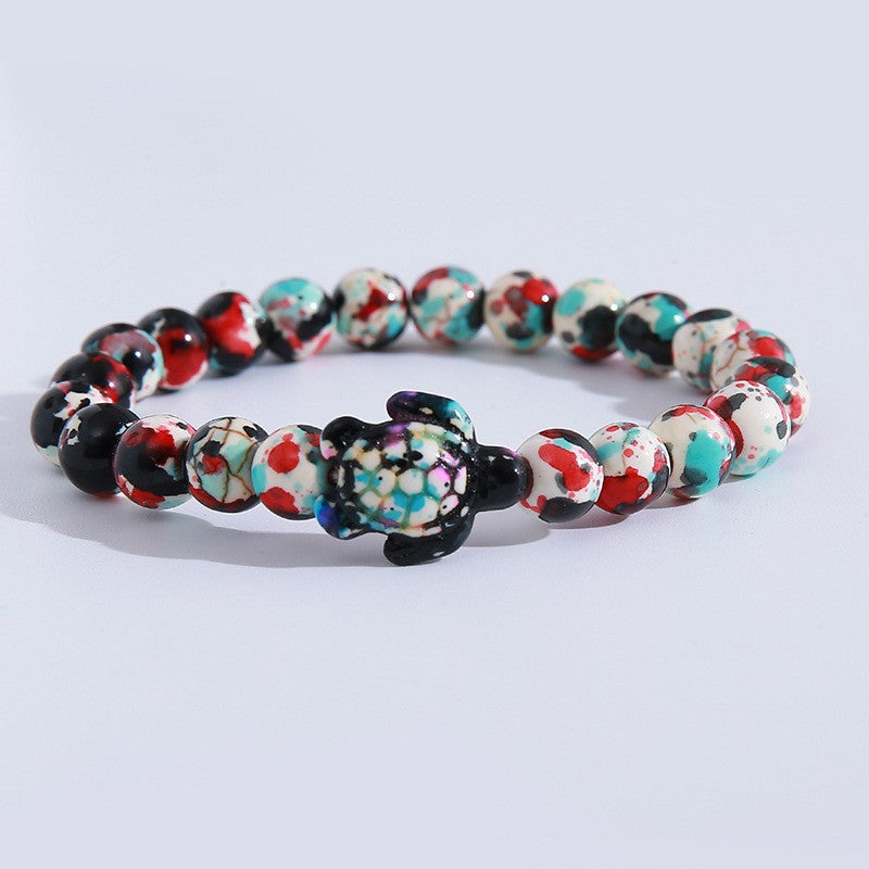 Women's Hand Cross Color Wooden Bead Beaded Bracelet