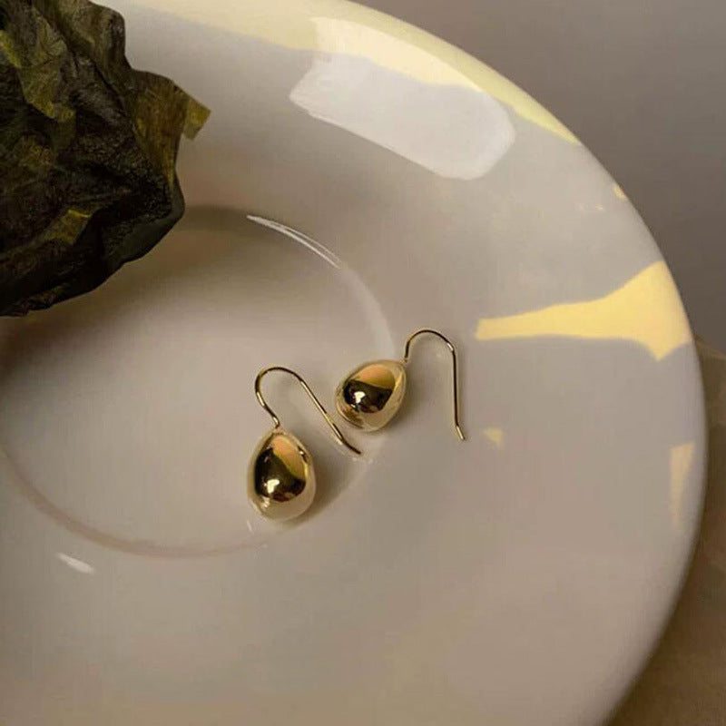 Women's Small Sier Egg Series Water Drop French Simplicity Earrings