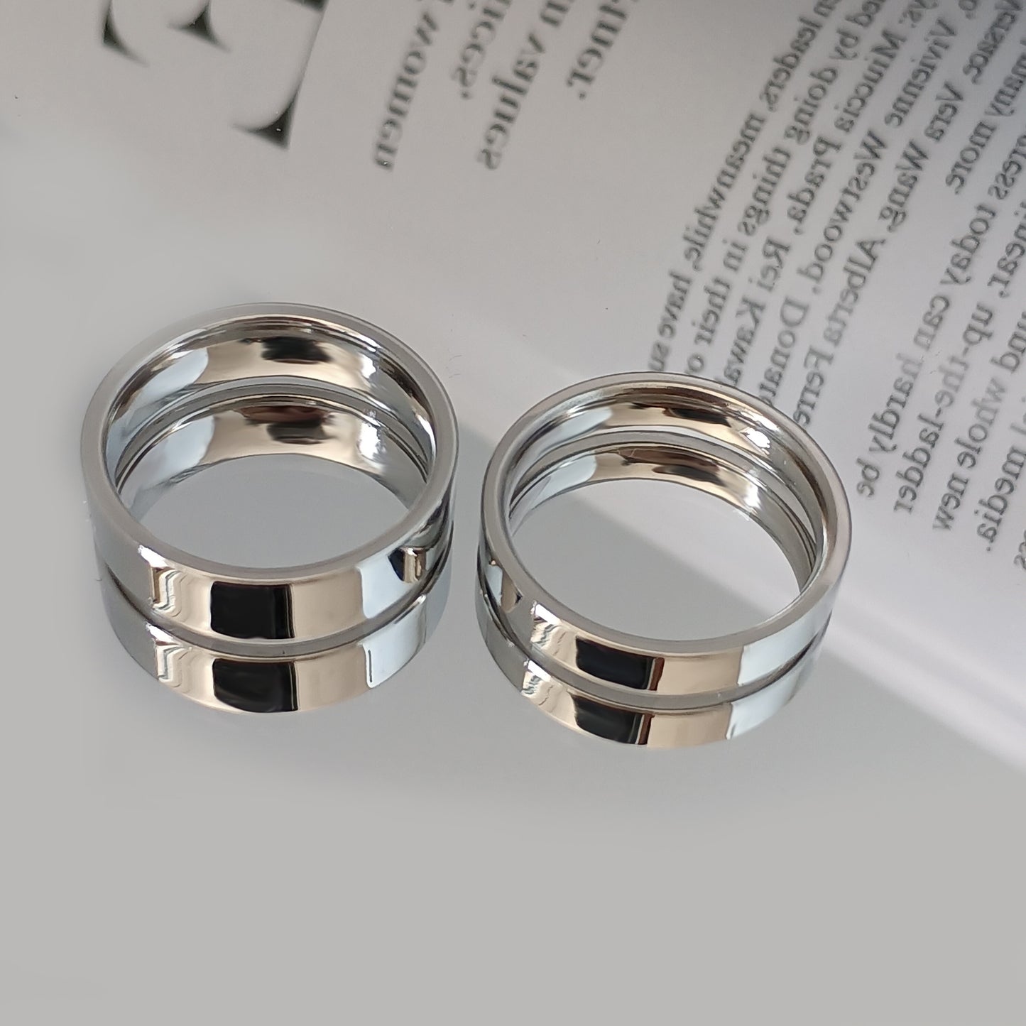 Fashion Simple Glossy Titanium Steel Lettering Rings