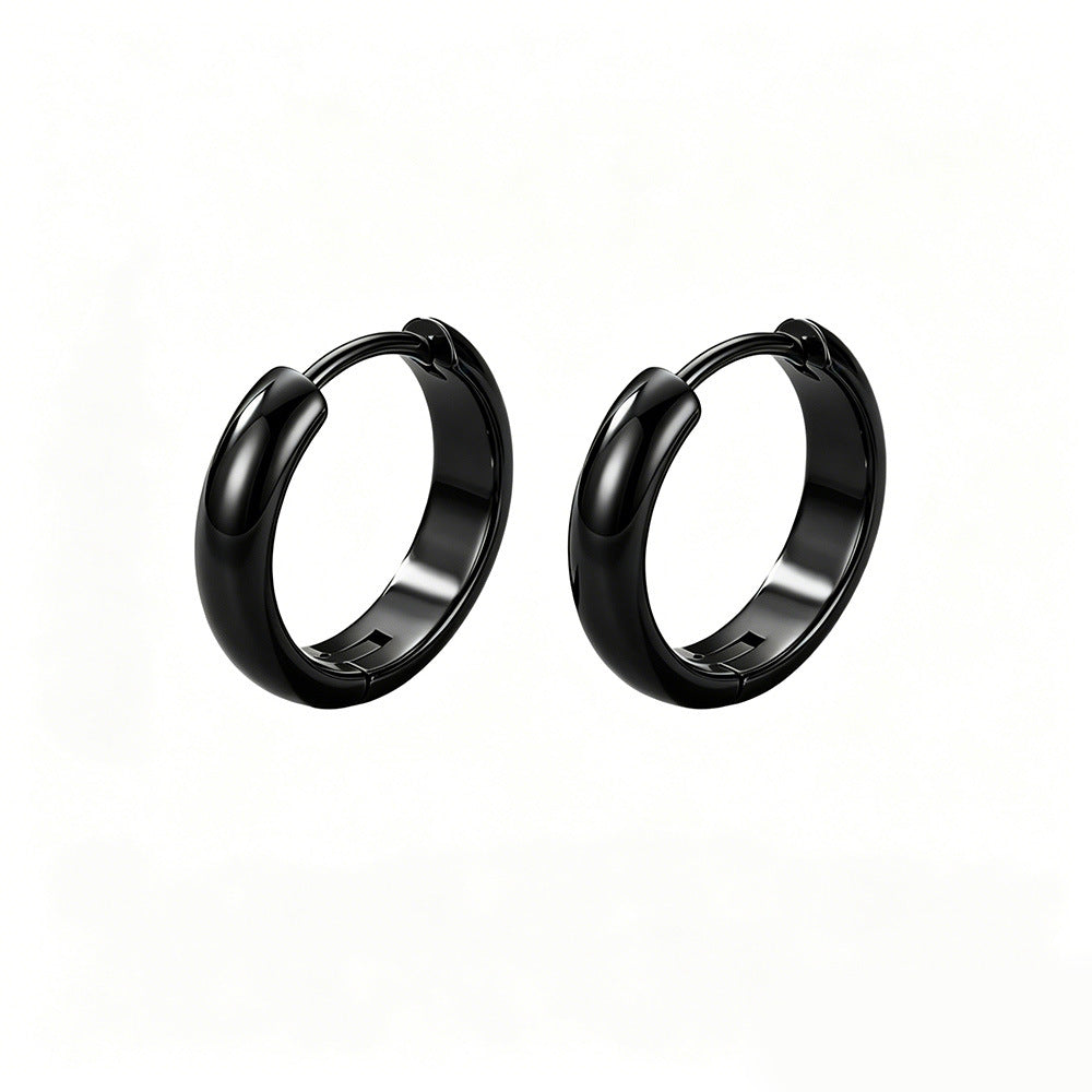 Women's & Men's Simple Wide Surface Black Clip Personality Trendy Earrings