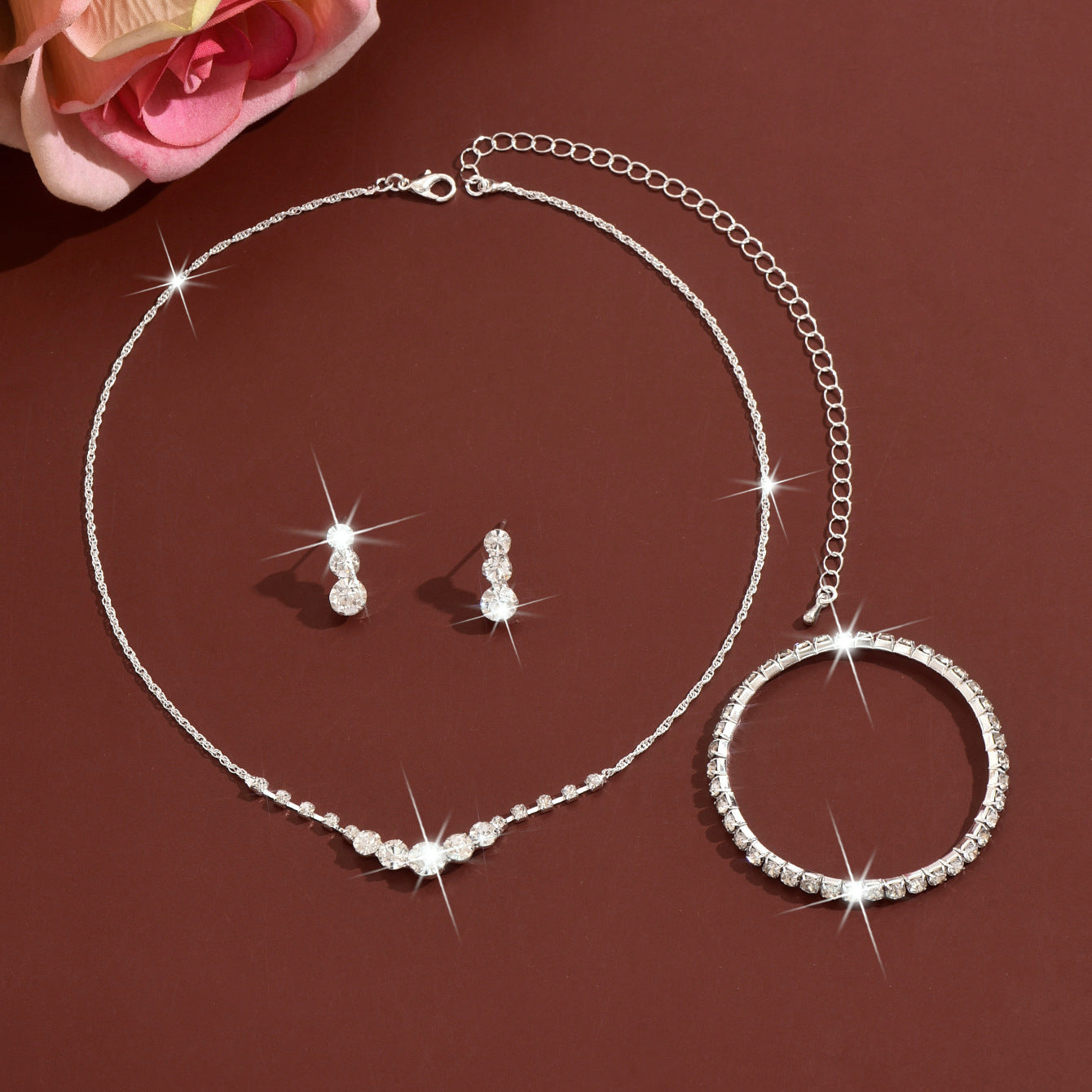 Simple Rhinestone Geometric Fashion Daily Commuter Jewelry Set