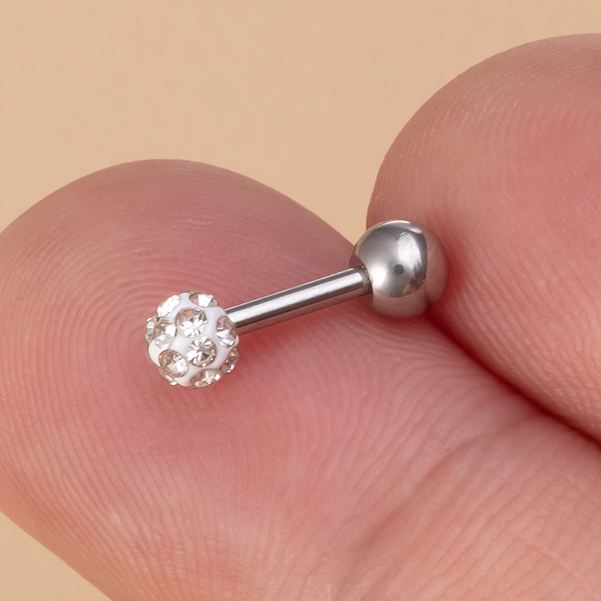 Full Diamond Color Ear Bone Piercing Ball Stud Earrings