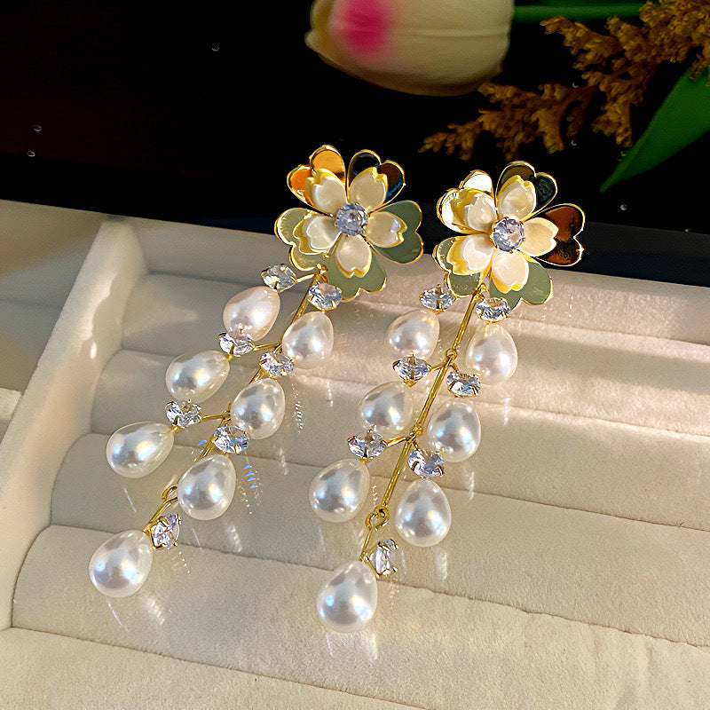 Women's Sier Needle Flower Color Zircon Mori Sweet Fashion Earrings