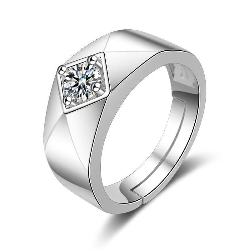 Men's Diamond Single Simulation Karat Wedding Classic Temperament Ring