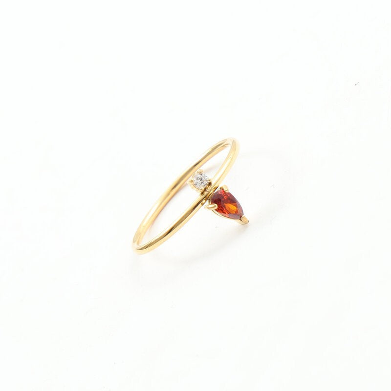 Jacinth White Zircon Thin Titanium Steel Gold Rings