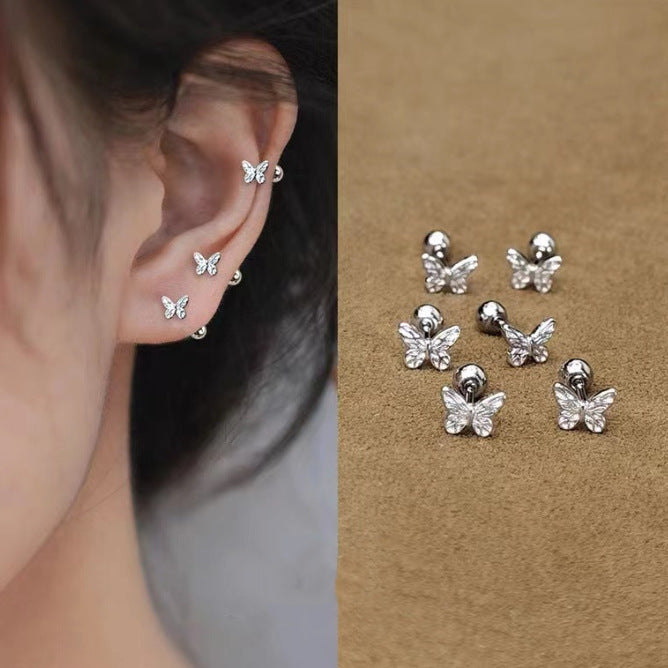 Fashion Bow Ear Bone Screw Twist Small Fresh Petite Light Stud Earrings