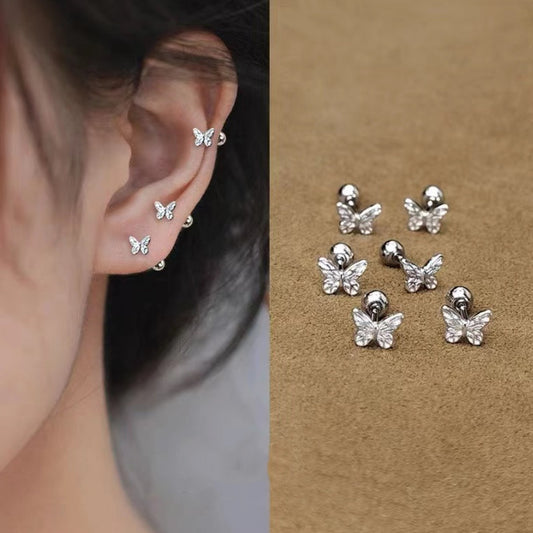 Fashion Bow Ear Bone Screw Twist Small Fresh Petite Light Stud Earrings