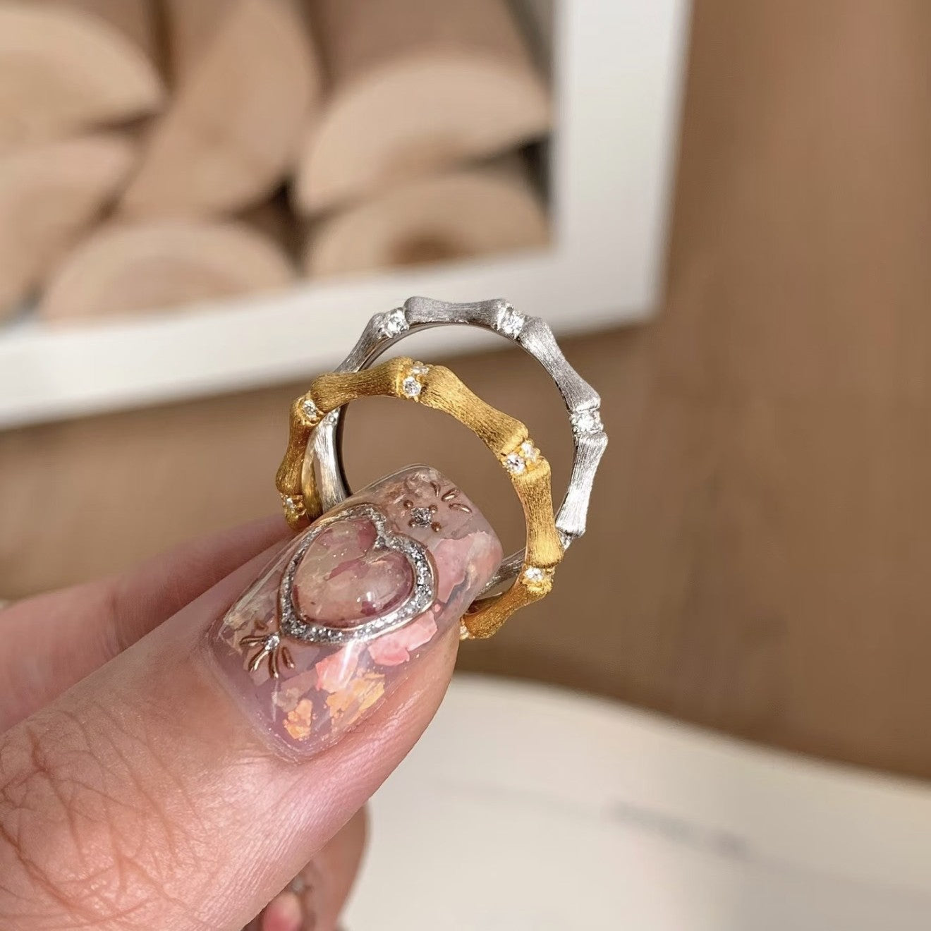 Women's Bamboo Joint Brushed Temperament Entry Lux Niche Simple Fashion Rings